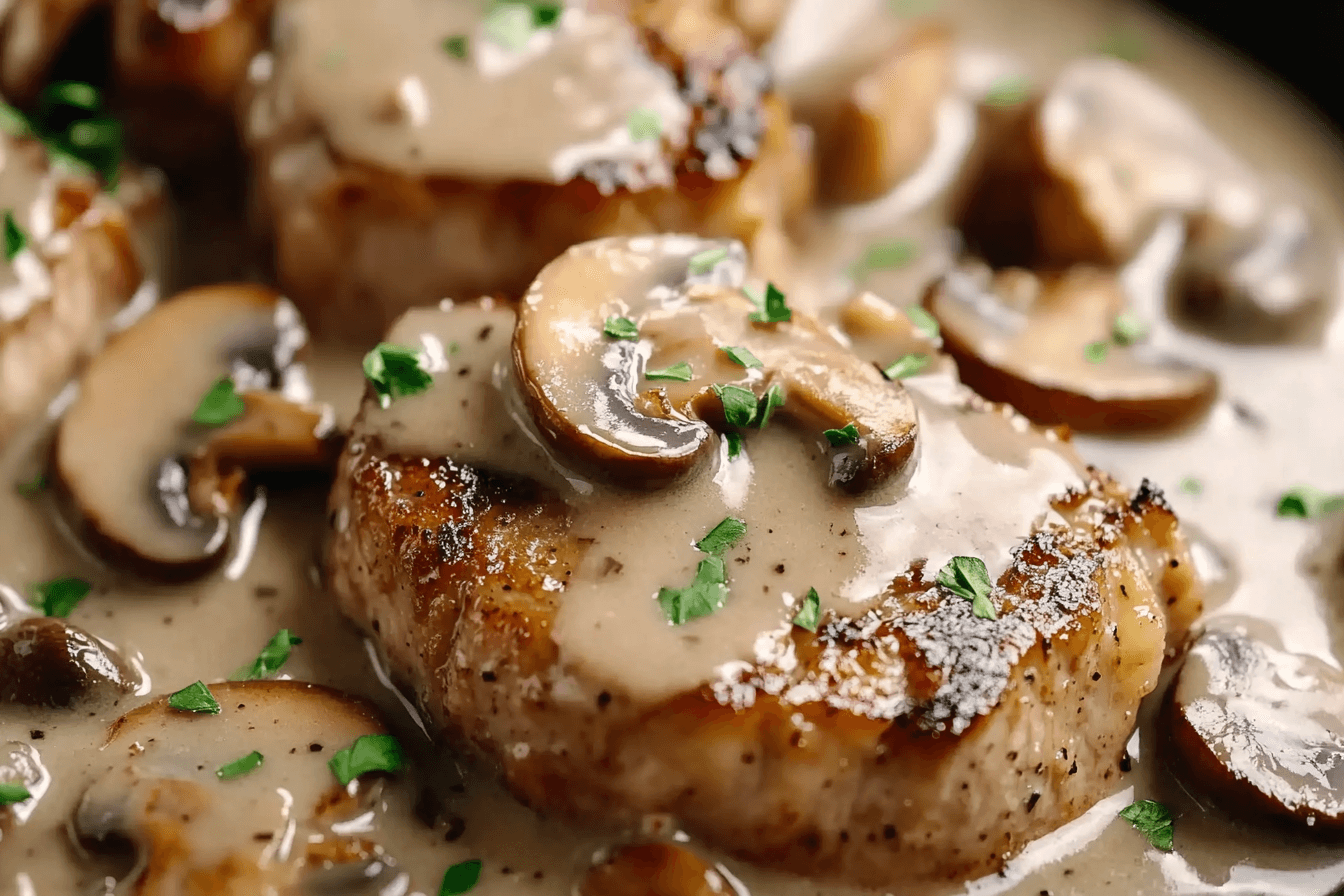 Slow Cooker Pork Chops with Mushroom Gravy