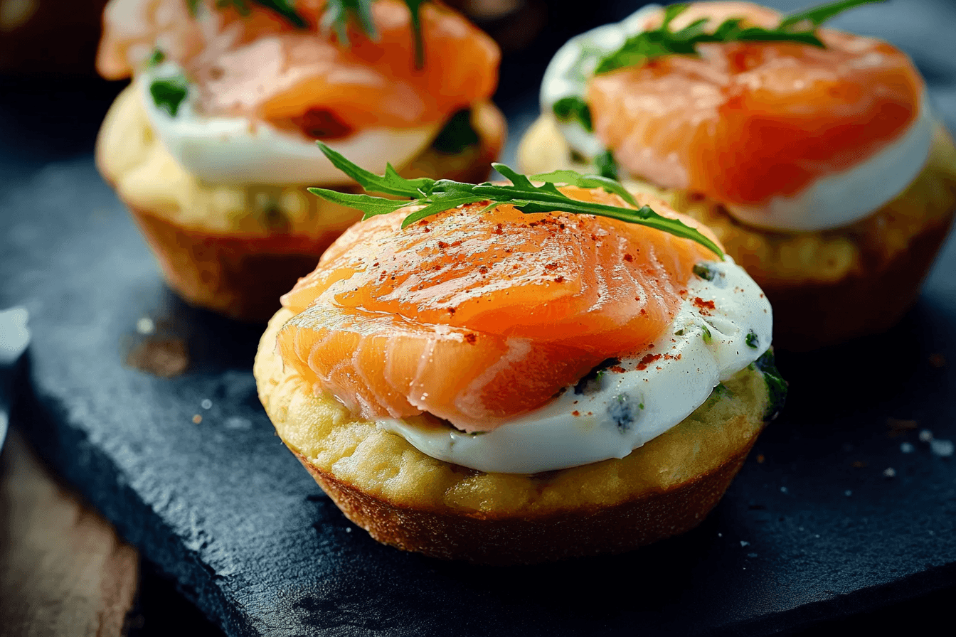 Smoked salmon and egg muffins