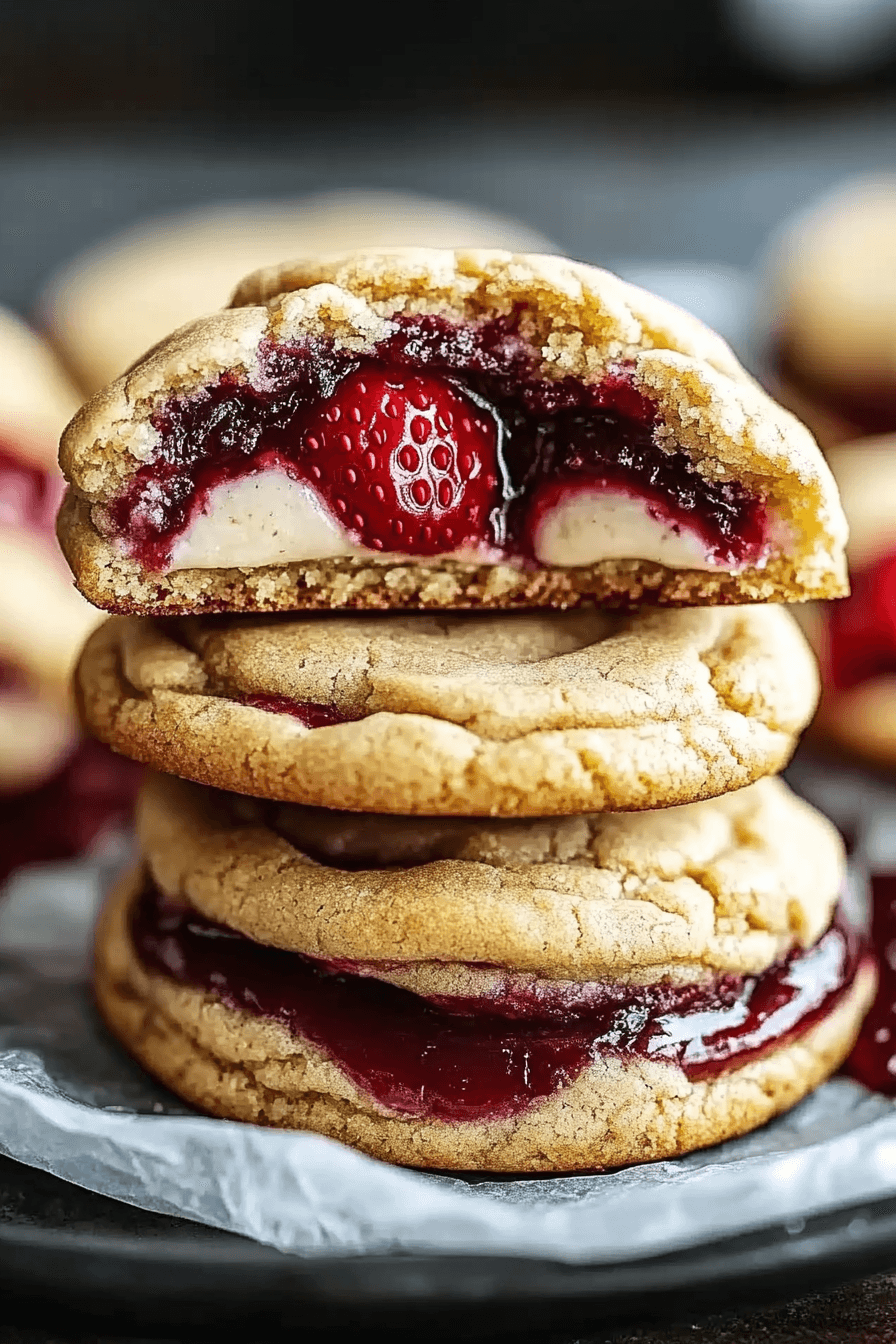 Strawberry Cheesecake Stuffed Cookies