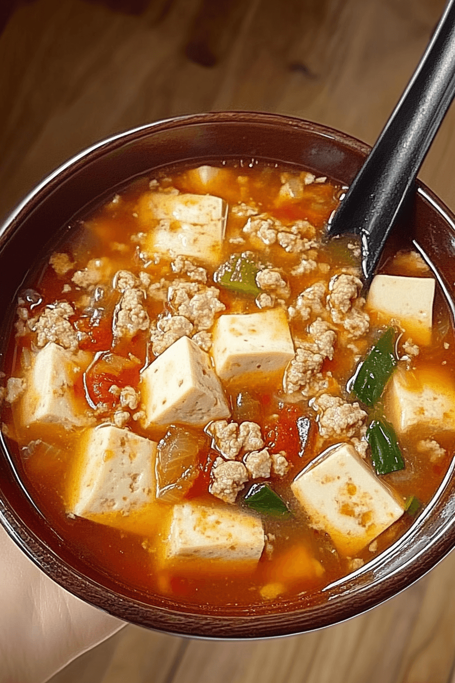 Tomato Tofu Soup with Minced Pork