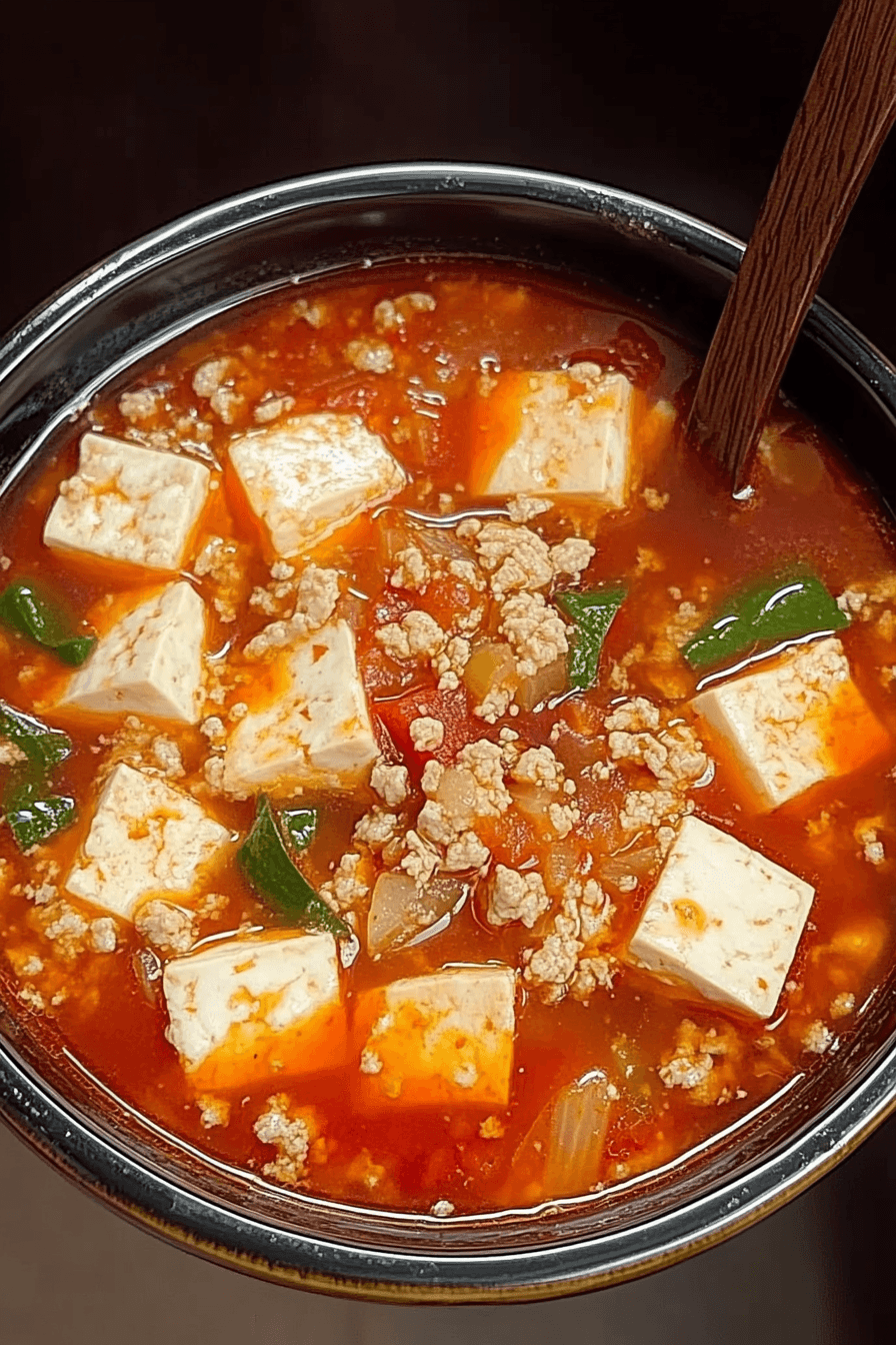 Tomato Tofu Soup with Minced Pork