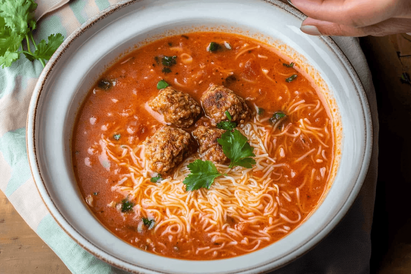 Tomato Vermicelli Soup (Kafta Soup)