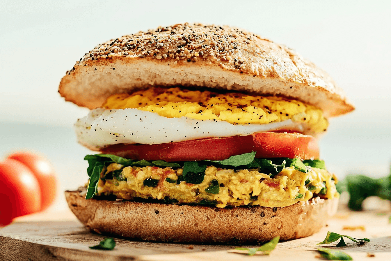 Vegan Veggie Egg Breakfast Sandwich