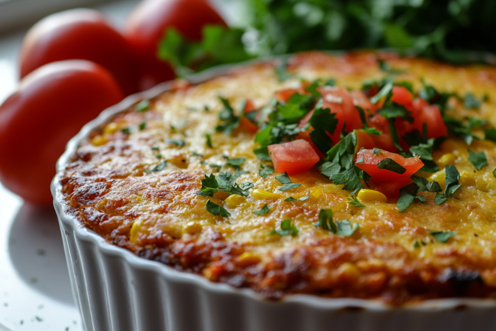 Baked Chicken Tamale Casserole with a Cornbread