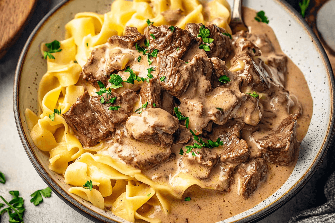 Beef Stroganoff with Egg Noodles