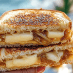 Caramelized Onion Pear Grilled Cheese Sandwich