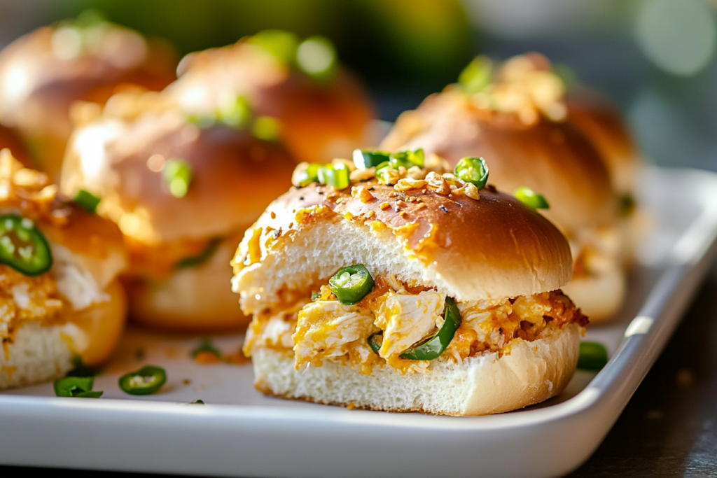 Cheesy Chicken Jalapeño Popper Sliders