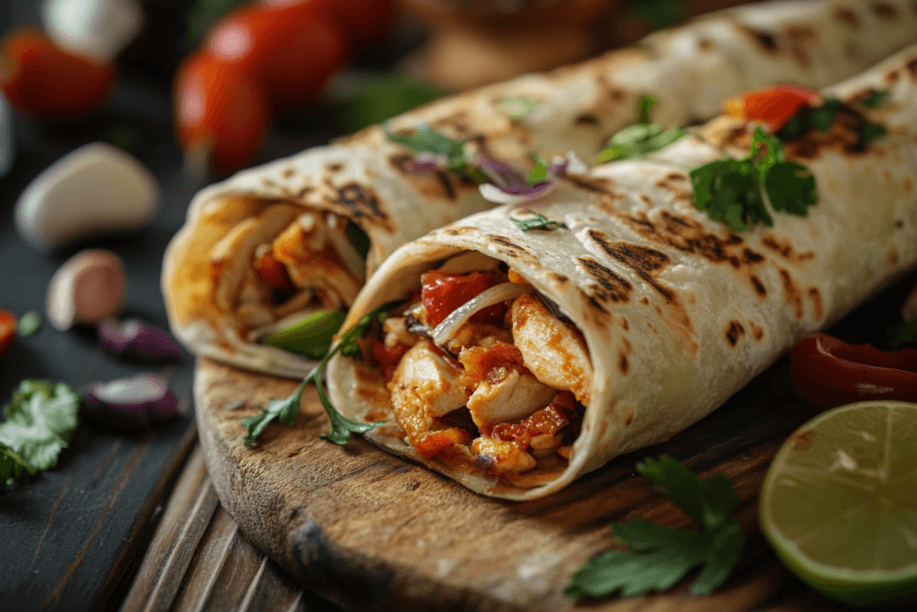 Cheesy Garlic Chicken Wraps