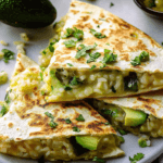 Cheesy Green Chile and Avocado Rice Quesadillas