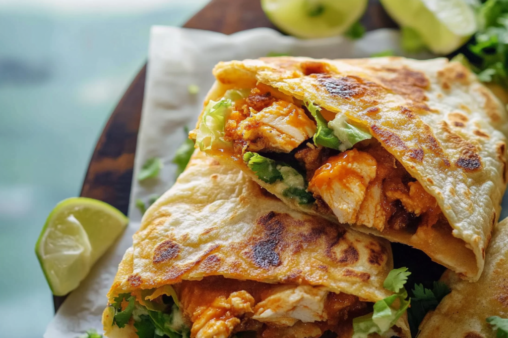 Folded Crispy Buffalo Chicken Wraps