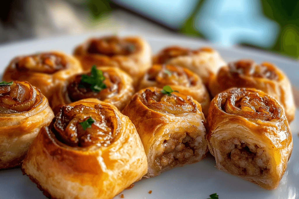 French onion sausage rolls