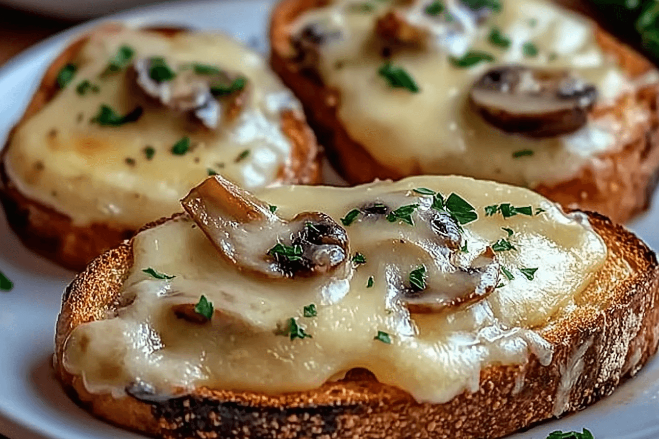 GOURMET CHEESY MUSHROOM AND GARLIC TOASTS