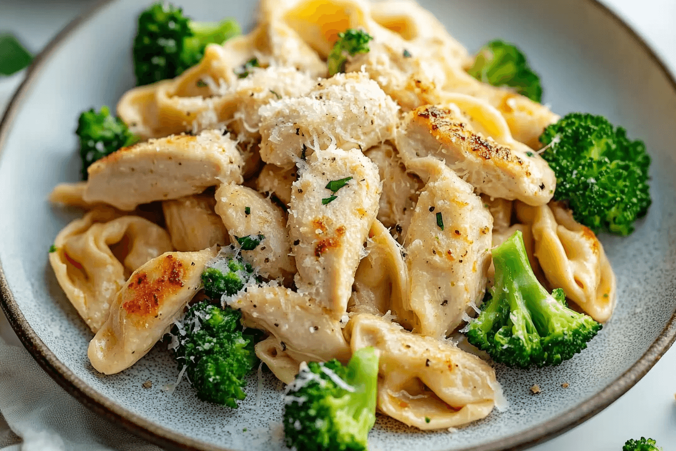 Garlic Parmesan Tortellini with Chicken and Broccoli