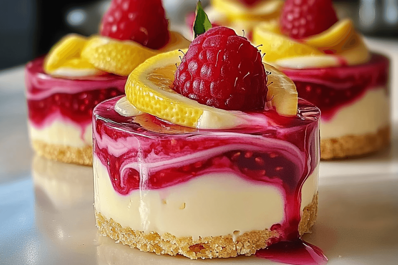 Luscious Lemon Raspberry Swirl Cheesecake Cups