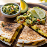 Quesadilla with Soft Scrambled Eggs and Avocado Salsa