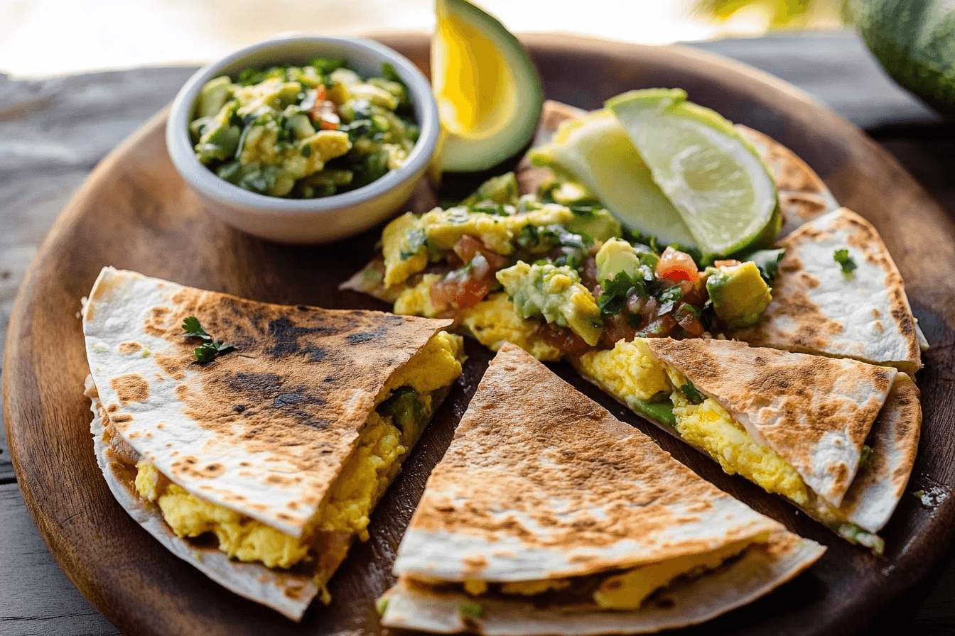 Quesadilla with Soft Scrambled Eggs and Avocado Salsa