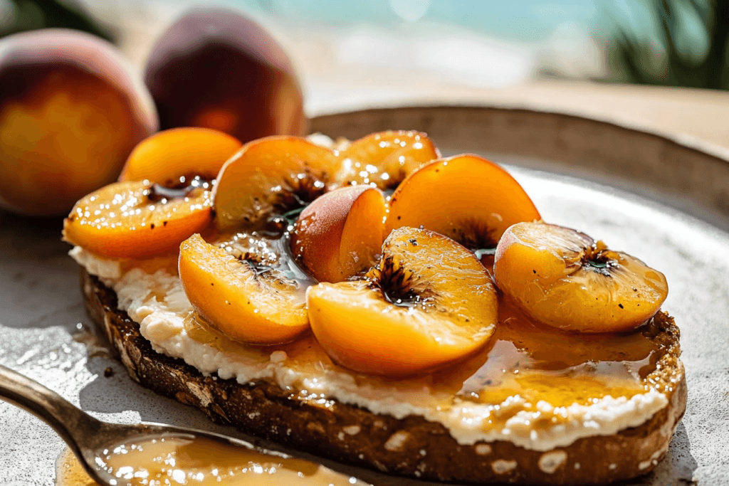 Ricotta Toast with Warmed Peaches