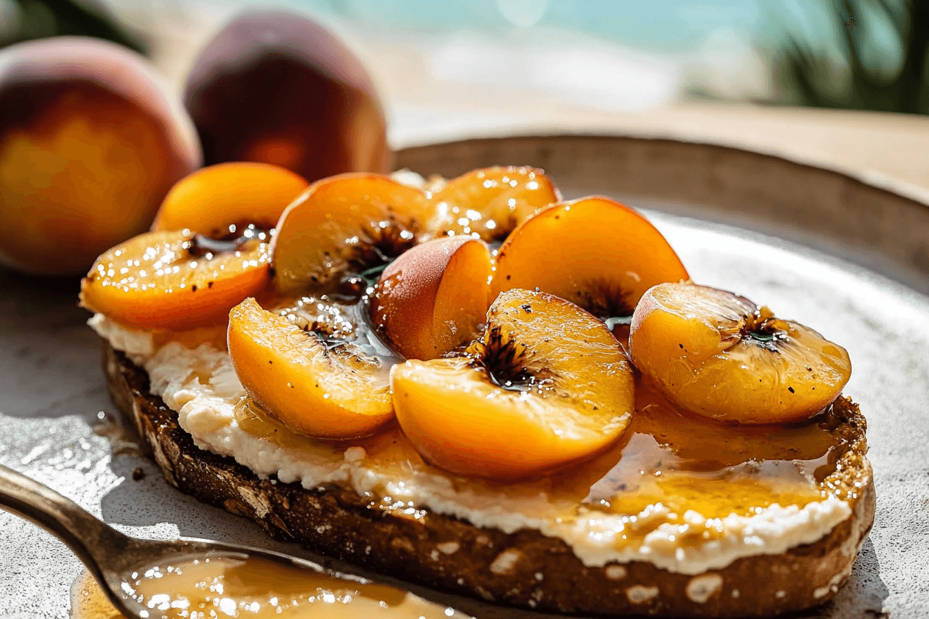 Ricotta Toast with Warmed Peaches