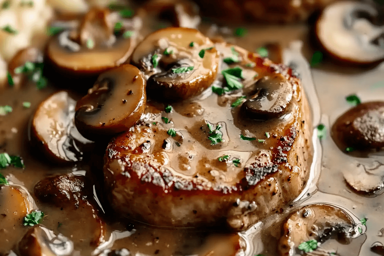 Slow Cooker Pork Chops with Mushroom Gravy