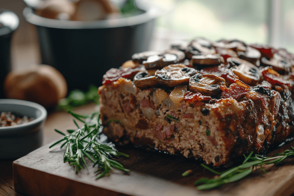 bacon mushroom swiss meatloaf