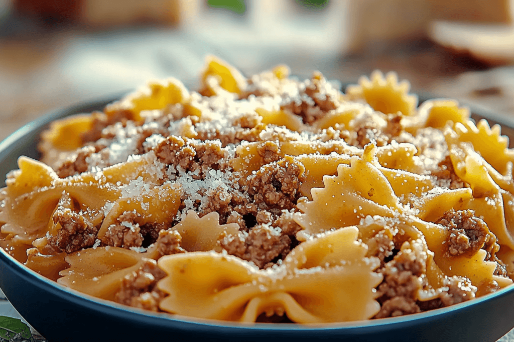 Bowtie Pasta with Ground Beef