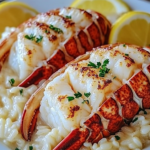 Butter Poached Lobster Tails with Risotto