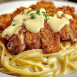 Crispy Chicken with Creamy Pasta