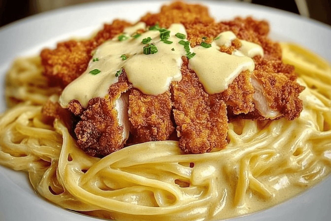 Crispy Chicken with Creamy Pasta