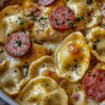 Crockpot Pierogi Casserole with Kielbasa