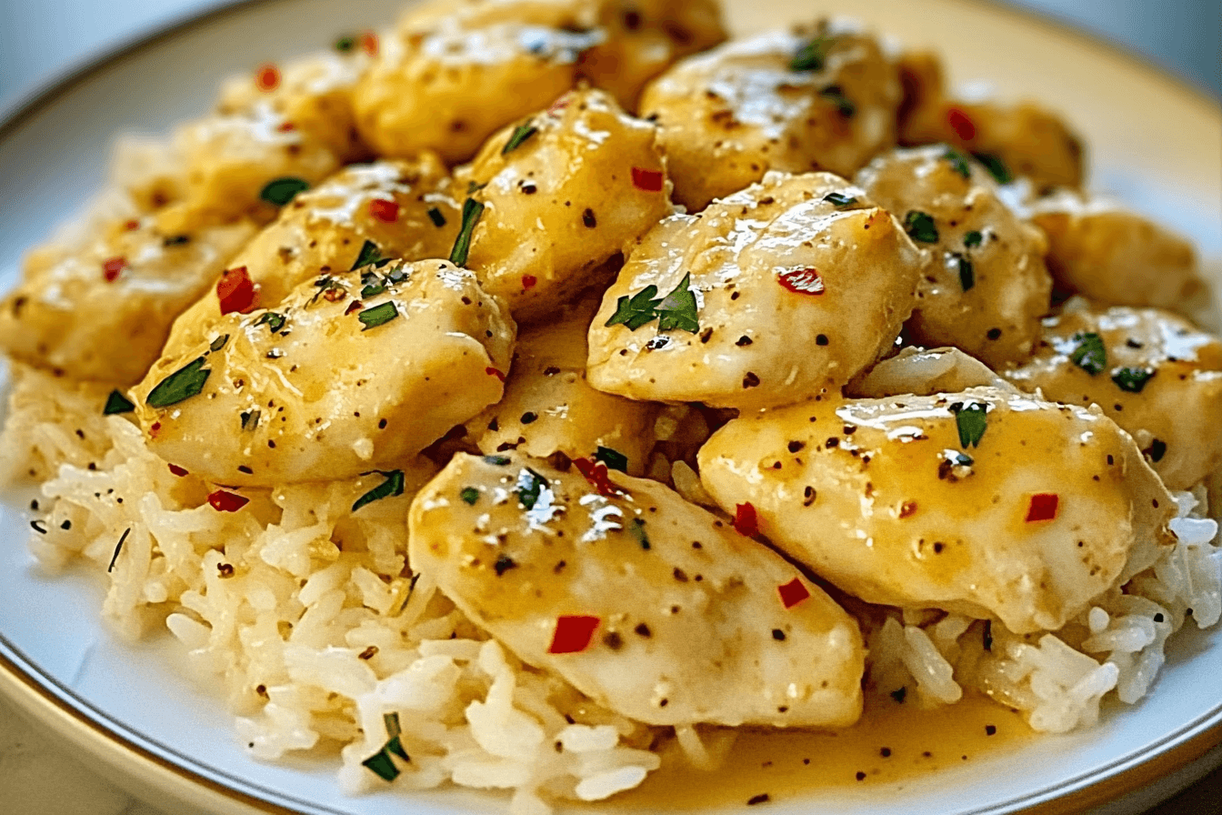 Delicious Chicken Scampi with Creamy Garlic Parmesan Rice