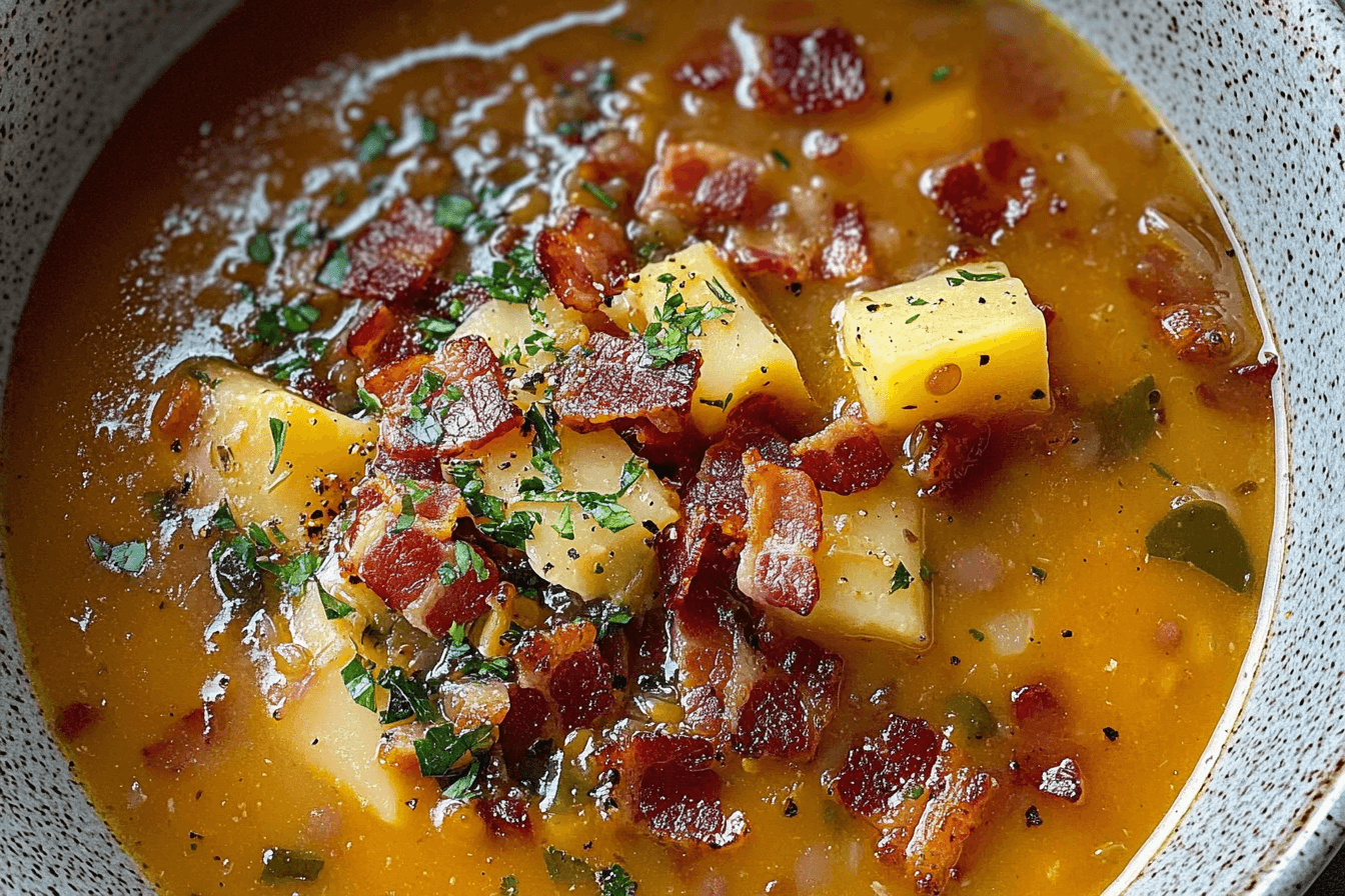 French Lentil Bacon Soup