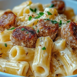 Garlic Sausage Alfredo Rigatoni