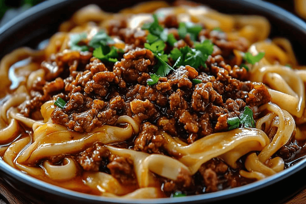 Mongolian Ground Beef Noodles