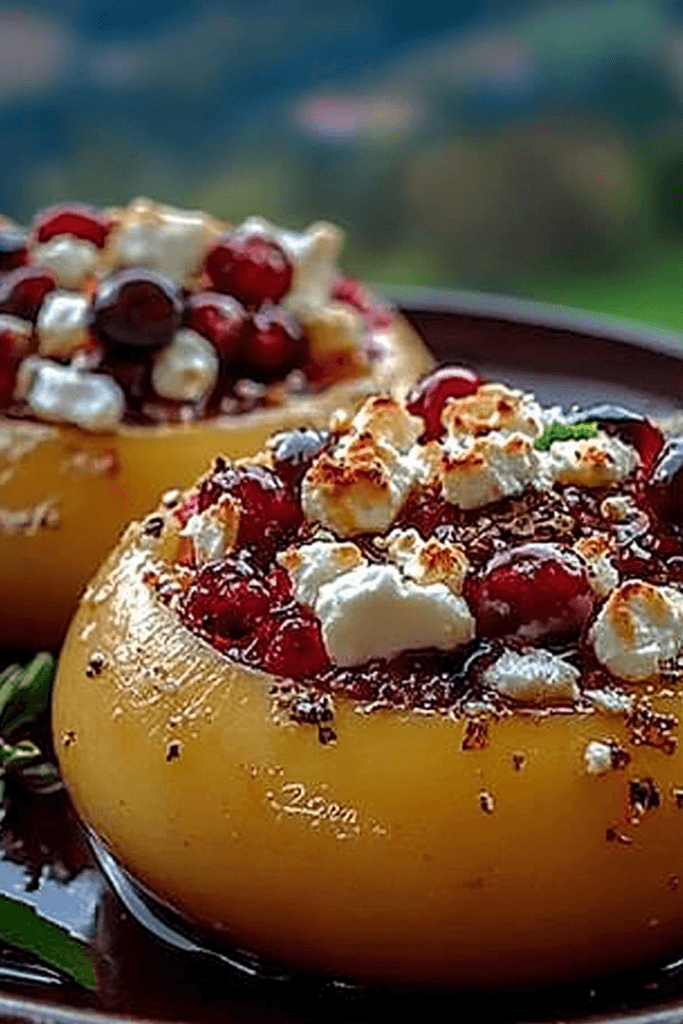 Baked Apples with Feta, Honey, and Cranberries