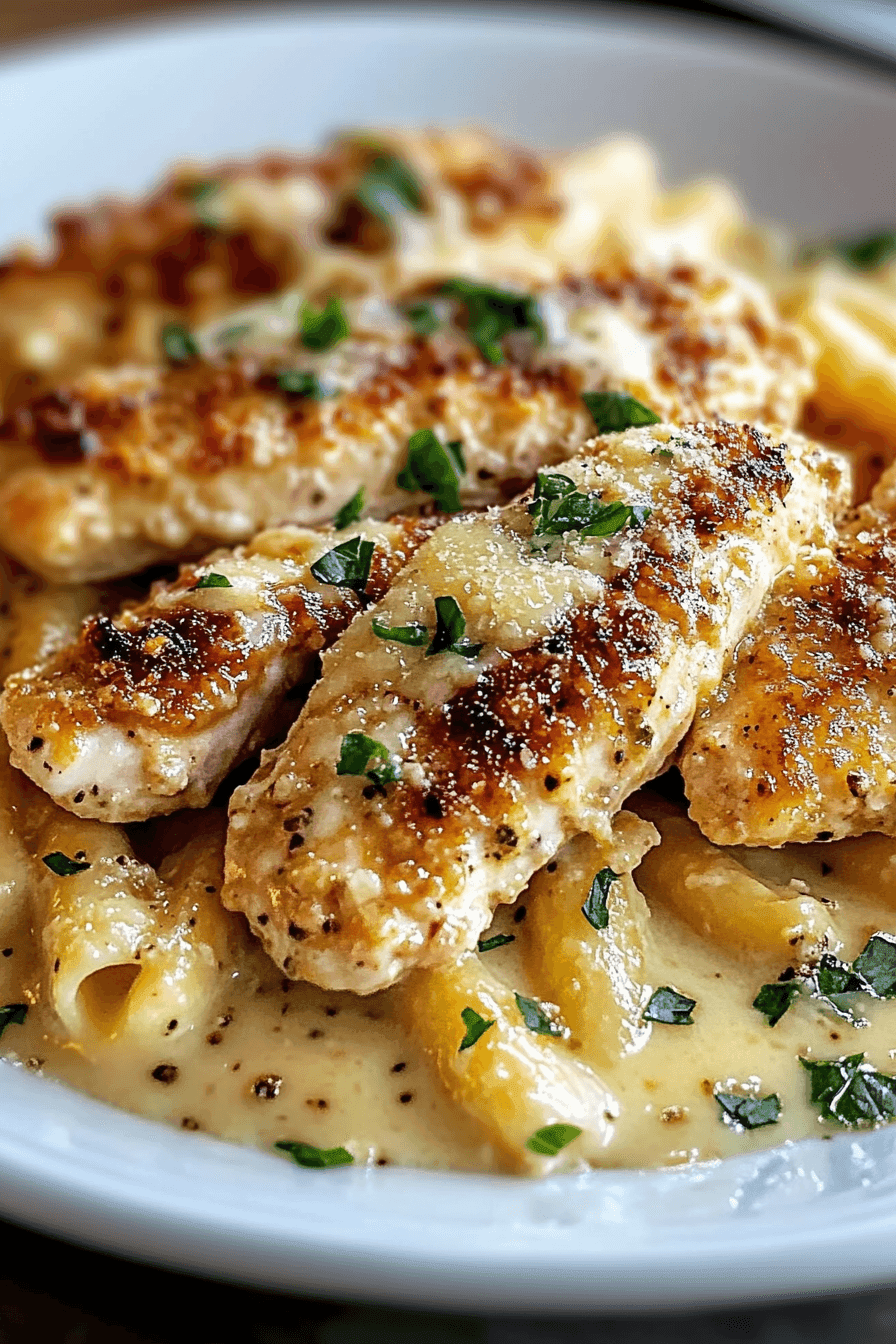 Baked Caesar Chicken with a Creamy Parmesan Pasta