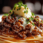 Beef Bolognese with Creamy Garlic Butter Spaghetti