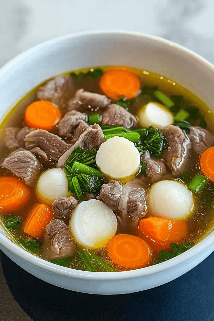 Beef Soup with Carrots and Radish