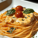 Cheesy Garlic Parmesan Spaghetti with Cream Cheese and Tomato Sauce