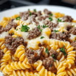 Cheesy Rotini with Garlic Butter Beef