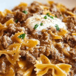 Creamy Beef and Bowtie Pasta Delight