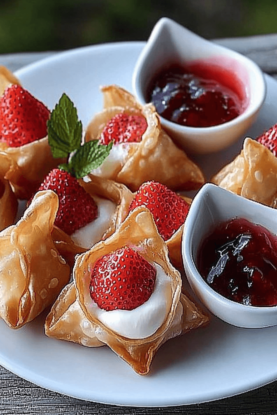 Deep-Fried Strawberry Cheesecake Stuffed Wonton Bites