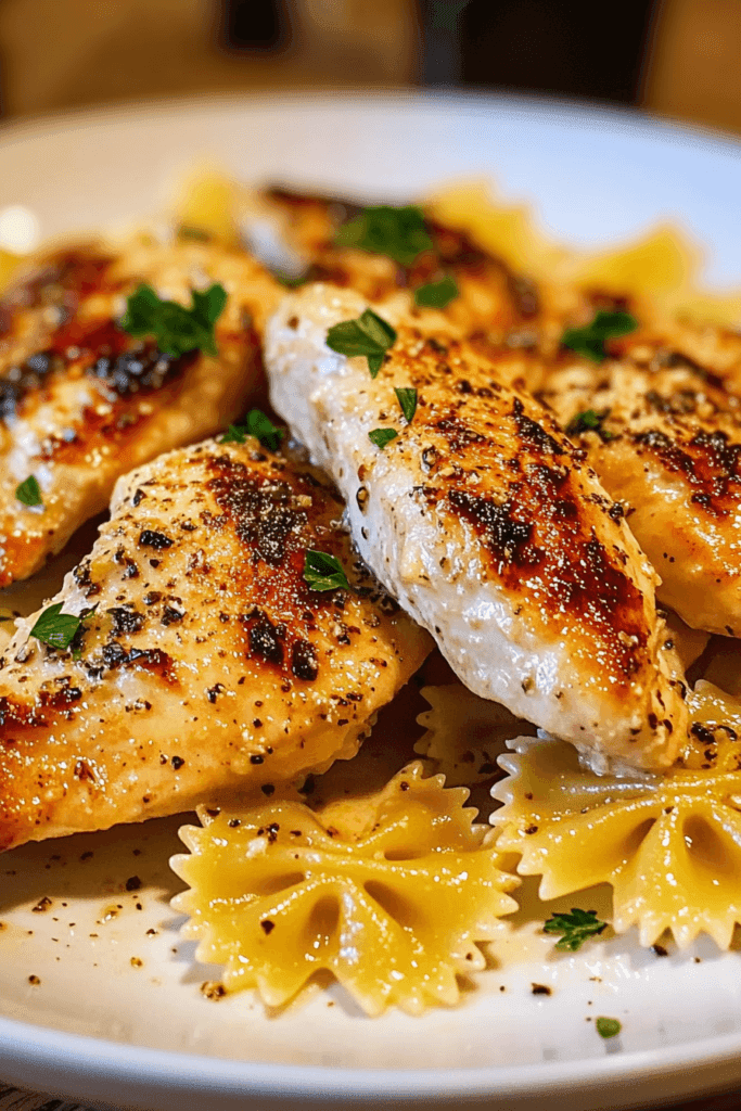 Easy Lemon Garlic Chicken with Creamy Bowtie Pasta