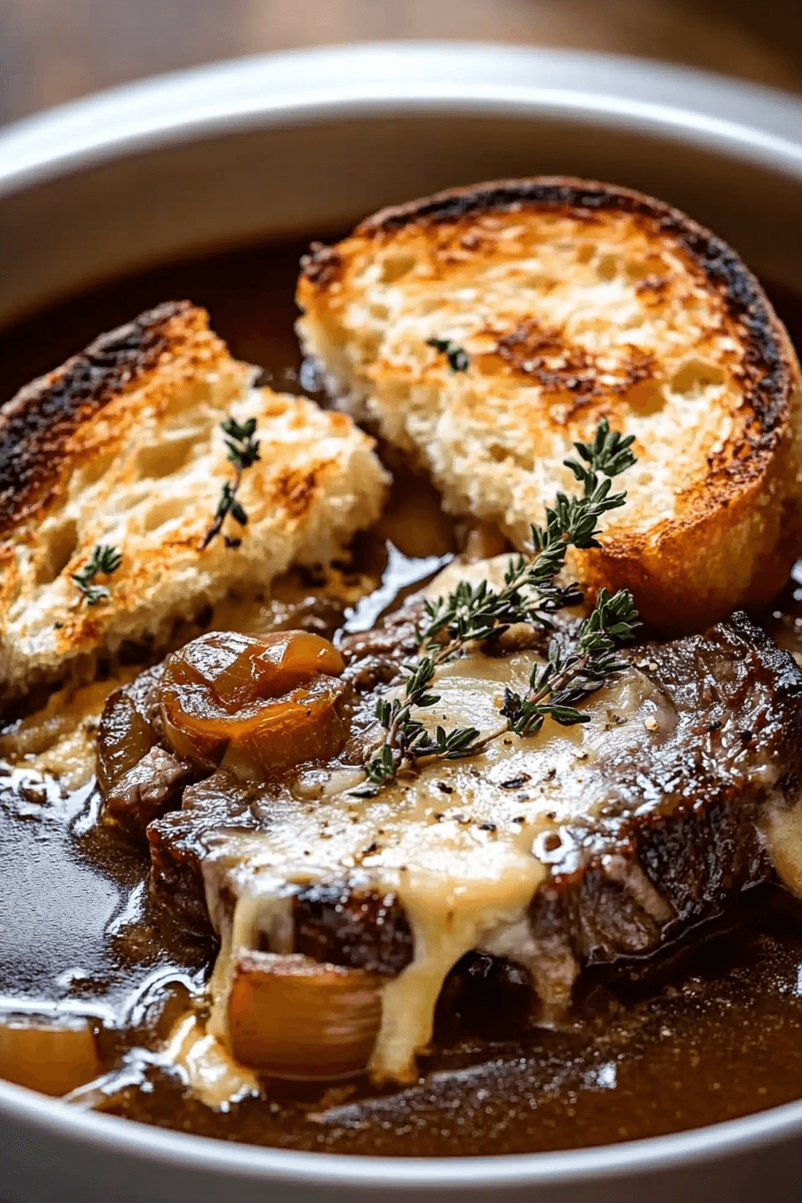 French Onion Short Rib Soup with Cheesy Gruyère Toast