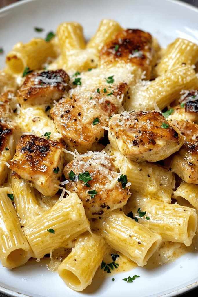 Garlic Butter Chicken with Rigatoni and Parmesan