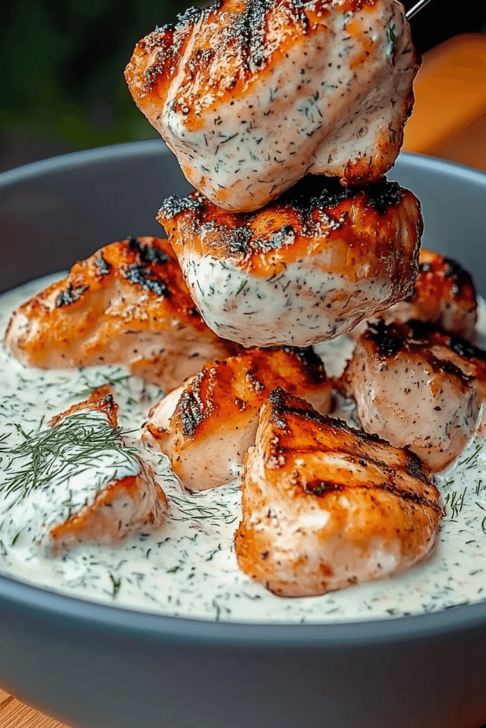 Grilled Chicken with Creamy Dill Sauce