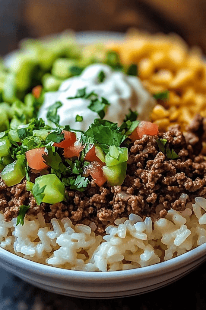 Ground Beef & Rice Burrito Bowls