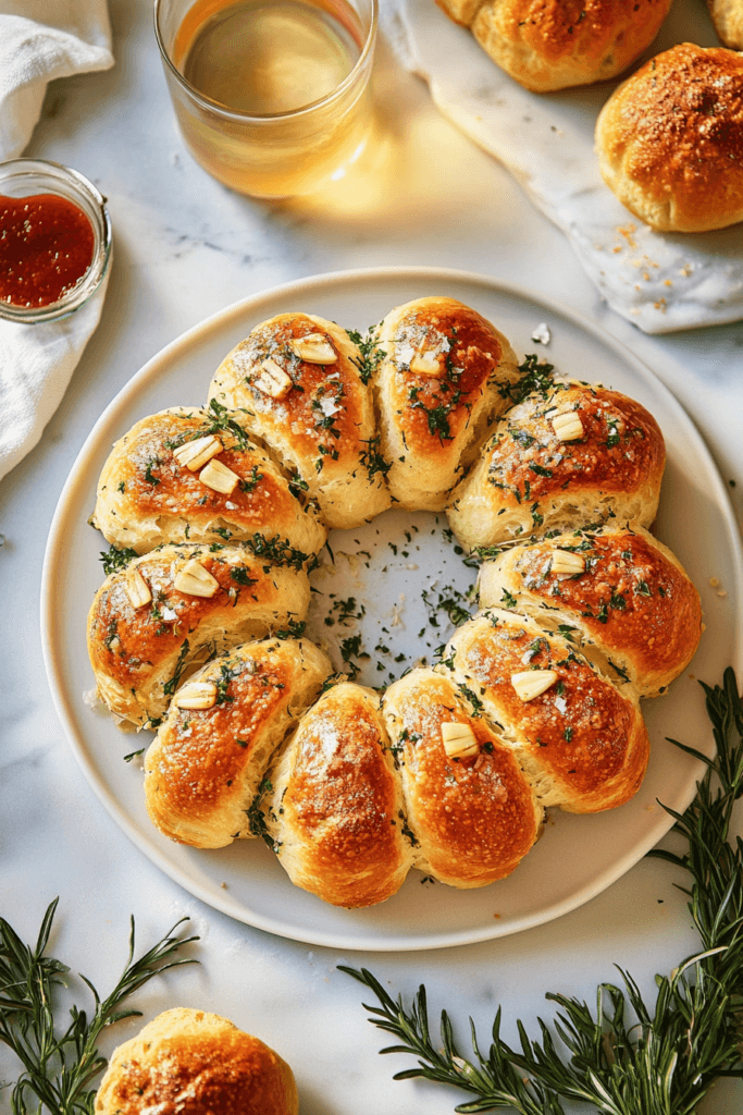 Pull Apart Garlic Bread Wreath