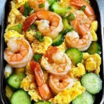 Stir-Fry with Shrimp, Eggs, and Cucumber