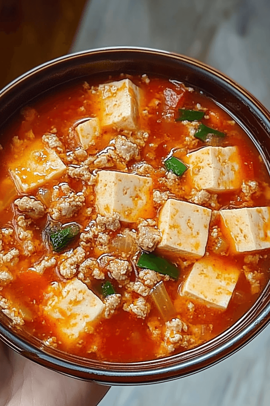 Tomato Tofu Soup with Minced Pork