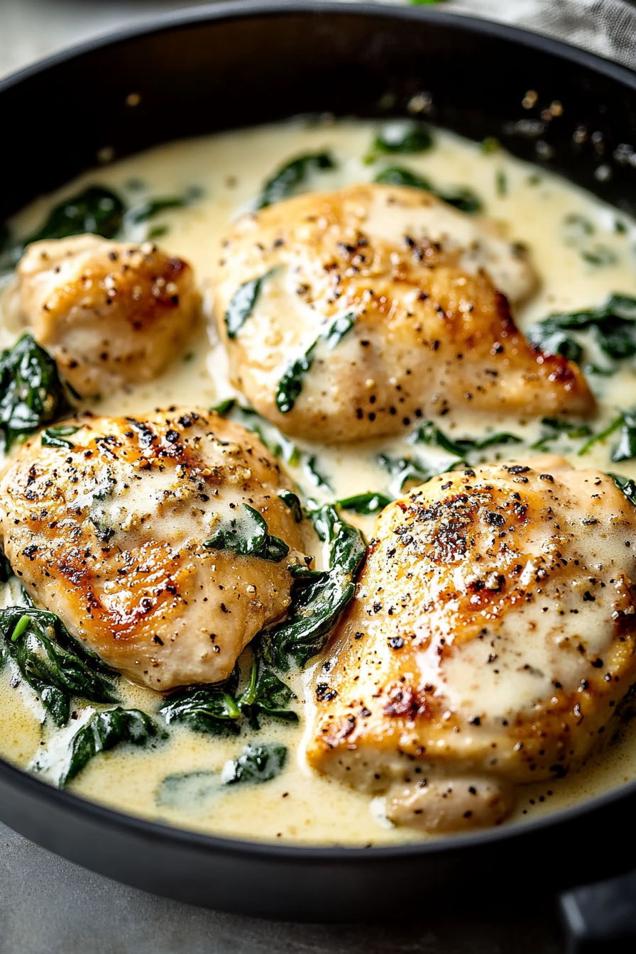 Creamy Garlic Chicken with Spinac